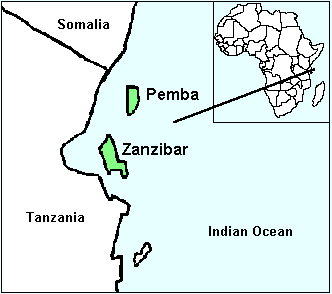 Map of Zanzibar and Pemba Islands